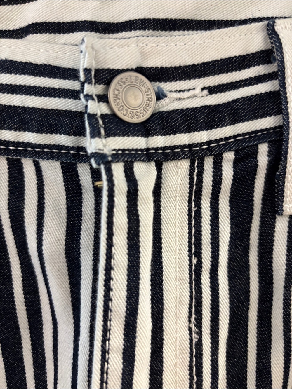 Levi's Black & White Vertical Stripe Straight Leg Jeans - Picture 3 of 8